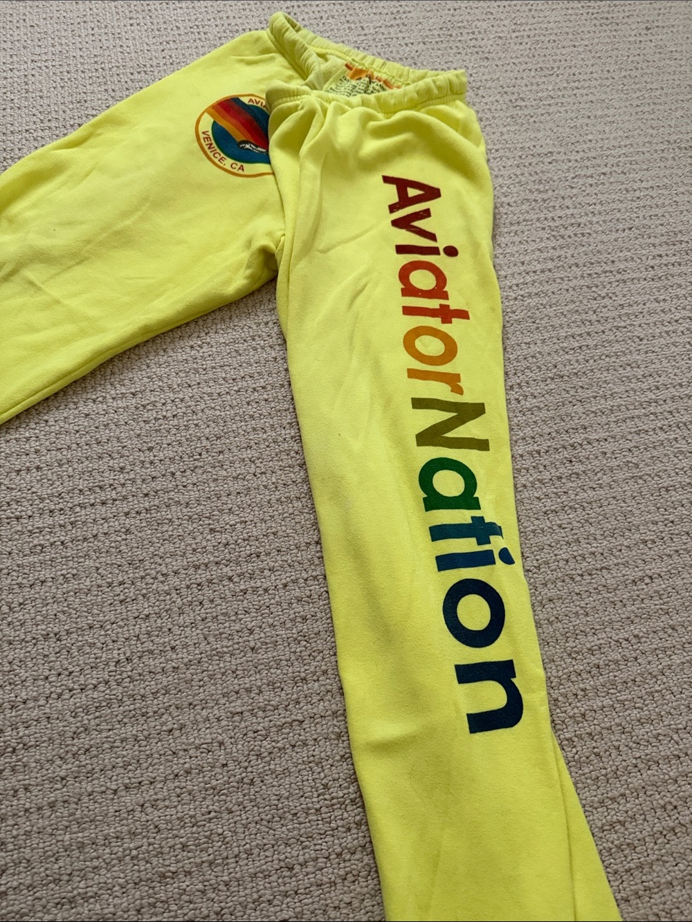Aviator Nation Neon Yellow Jogger Sweatpants - worn once!!